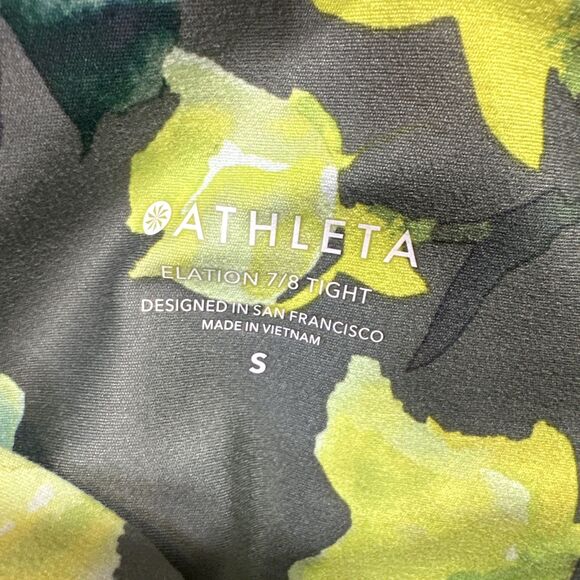 Athleta Pants Small Adult Green Elation 7/8 Tight Leggings Floral Yoga Womens S - Picture 8 of 9
